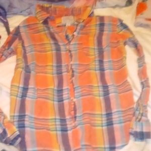 Orange plaid button down